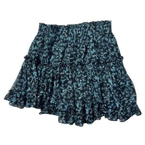 Misa Los Angeles Women's Teal Shimmer Marion Lurex Chiffon Mini Skirt XS NWT